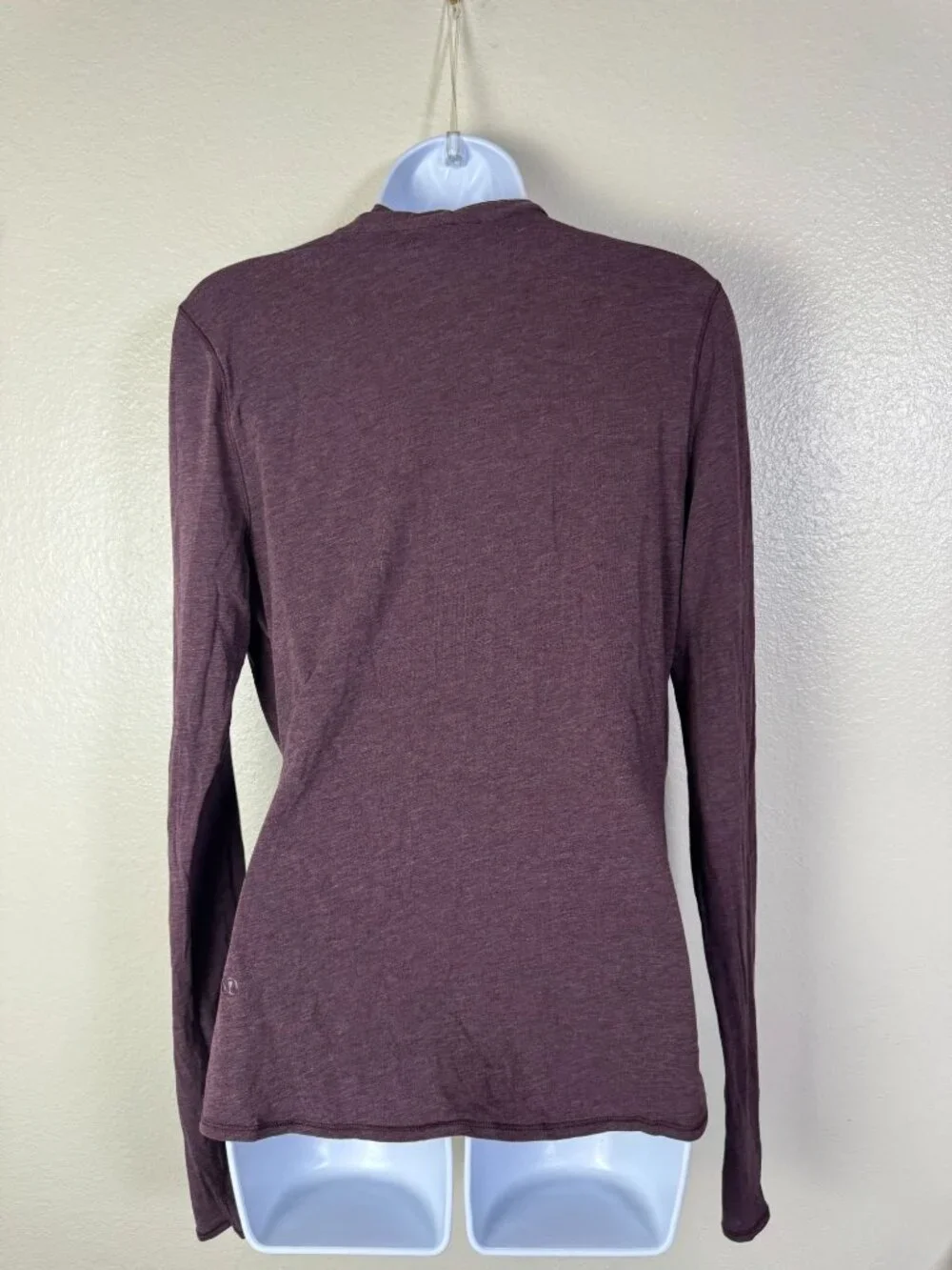Lululemon Faux Wrap Long Sleeve Purple Top Women Size 6 Stretch Burgundy relaxed